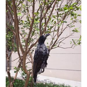 Etistta 17 inch Realistic Hanging Dead Crows Decoy Lifesize Extra Large Black Feathered Crow