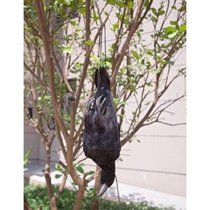 Etistta 17 inch Realistic Hanging Dead Crows Decoy Lifesize Extra Large Black Feathered Crow