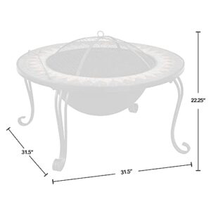 FirsTime & Co. Dark Gray Artemis Fire Pit with Screen Lid, Wood Burning Fire Pit for Garden, Backyard, Patio, Mosaic Tiles, 31.5 x 31.5 x 22.25 inches