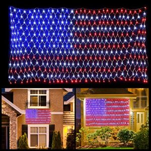 joiedomi 420 led american flag lights outdoor, waterproof light up us flag net lights christmas decorations for roof camper, yard, garden, independence day, july 4th, national day, holiday, party