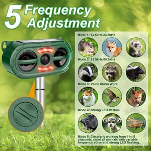 Ultrasonic Animal Repeller,Solar Powered Animal Repellent Outdoor Cat Repellent Dog Deterrent Waterproof Ultrasonic Bird Repellent with Motion Sensor for Squirrel Rabbit Fox Raccoon,Yard Garden Farm