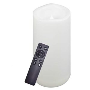 outdoor waterproof large led flameless candle with remote timer long lasting battery operated plastic electric resin pillar candle light for home garden patio xmas wedding party decorations 4”x8”