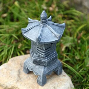 MIBUNG Solar Pagoda Lantern Outdoor Statue, Peaceful Pagoda Sculpture with Solar Lotus Light, Asian Decor Zen Garden Art Japanese Temple Pagoda Lamp for Patio Yard Lawn Home Decorations