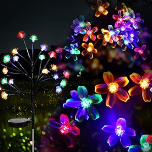 12 pack solar powered garden tree lights outdoor decorative waterproof colorful solar powered fairy landscape tree lights solar led flower lights for pathway yard lawn patio christmas decorations