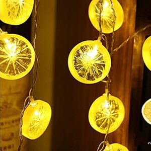 hellocreate fruit string light orange lemon slices outdoor string light battery operated fruit twinkle led string lights for wedding festival party garden decor (yellow, 10m 80leds)