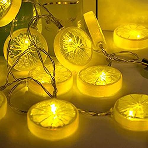 HelloCreate Fruit String Light Orange Lemon Slices Outdoor String Light Battery Operated Fruit Twinkle LED String Lights for Wedding Festival Party Garden Decor (Yellow, 10m 80LEDs)