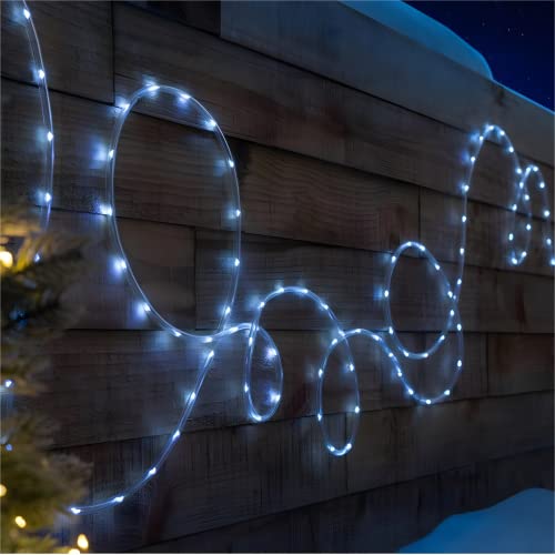 Solar Outdoor Rope Lights, 66ft 200leds Solar Powered Rope Lights Outdoor, 8 Modes Dimmable/Timer Remote String Light 3.7V/1200mAh Rope Solar Lights Outdoor Waterproof for Garden Decor, White