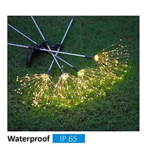 MOFAIRHOME 120LED Outdoor Solar Garden Lights, Waterproof 2 Flash Modes 50 Copper Wire String, Firework Stake Starburst Fairy Light, DIY Flowers Trees for Walkway Patio Lawn Backyard Christmas