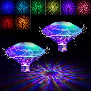 ptfjz swimming pool light- floating pool lights with 8 modes lighting underwater waterproof decorative lights for pool pond fountain garden party decoration accessories (2pcs)