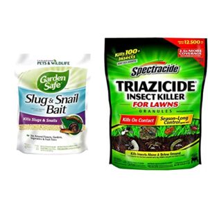 garden safegarden safe brand slug and snail bait, 2 pounds & spectracide triazicide insect killer for lawns granules, 10 pounds, kills lawn-damaging insectsspectracide