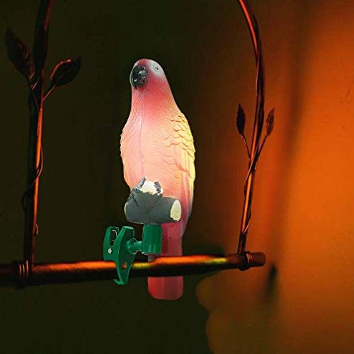 Luwint LED Tree Light Ornaments, Outdoor Christmas Decoration, Solar Powered Parrot Lamp with 360° Flexible Clamp Base for Garden Patio Backyard, 1 Pack