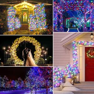 XCYNNS Christmas Lights Outdoor Solar Tree Lights 99FT 300LED IP67 Waterproof Solar Garden Fairy String Lights with Remote Warm White & Multi 4 Colour Changing for Patio, Yard, Gazebo, Gate, Fence