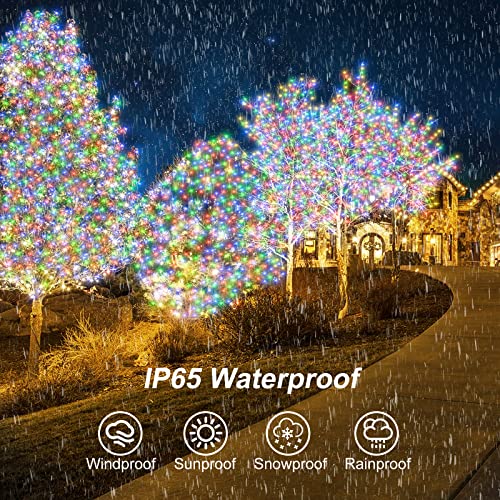 XCYNNS Christmas Lights Outdoor Solar Tree Lights 99FT 300LED IP67 Waterproof Solar Garden Fairy String Lights with Remote Warm White & Multi 4 Colour Changing for Patio, Yard, Gazebo, Gate, Fence