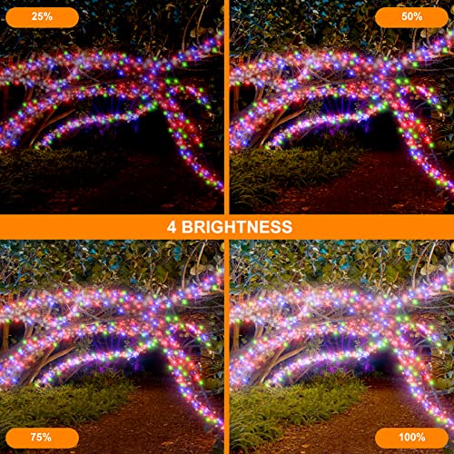 XCYNNS Christmas Lights Outdoor Solar Tree Lights 99FT 300LED IP67 Waterproof Solar Garden Fairy String Lights with Remote Warm White & Multi 4 Colour Changing for Patio, Yard, Gazebo, Gate, Fence