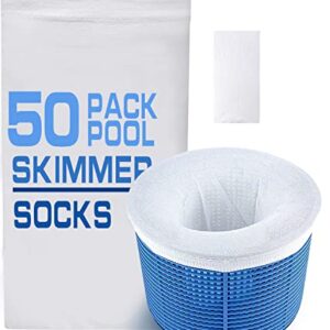 GOKU 50 Pack Pool Skimmer Socks for Above Ground Pool & Inground Pool, Debris Pollen Pool Filter Socks for Skimmer Basket, Hair Leaves Fine Mesh Net Liners Filter Savers Scum Sock Reusable