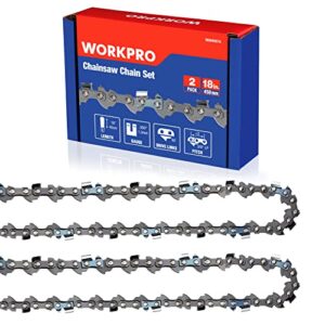 workpro 2-pack 18 inch chainsaw chain, 3/8″pitch, 62 drive links wood cutting saw chain for chainsaw parts fits craftsman, husqvarna, poulan, echo, dewalt