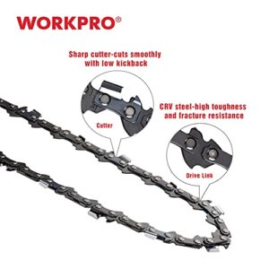 WORKPRO 2-Pack 18 Inch Chainsaw Chain, 3/8"Pitch, 62 Drive Links Wood Cutting Saw Chain for Chainsaw Parts fits Craftsman, Husqvarna, Poulan, Echo, DeWalt