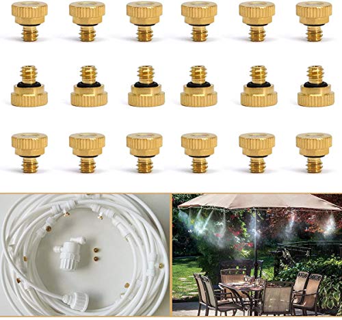 Aootech 32 Pack Brass Misting Nozzles for Outdoor Cooling System, 0.012” Orifice (0.3 mm) 10/24 UNC