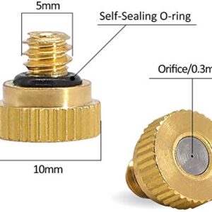 Aootech 32 Pack Brass Misting Nozzles for Outdoor Cooling System, 0.012” Orifice (0.3 mm) 10/24 UNC