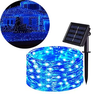 solar light string 100led 36ft2 patterns of solar fairy light string copper wire lamp, used for garden, terrace, christmas, wedding, party interior decoration, outdoor waterproof (blue light)