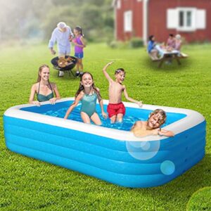 SOARRUCY Inflatable Pool-Swimming Pools for Kids & Adults, Above Ground Pool 120''x72''x26'' Oversized Thickened Family Blow Up Kiddie Pool, with Electric Air Pump Backyard, Garden