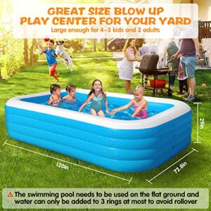 SOARRUCY Inflatable Pool-Swimming Pools for Kids & Adults, Above Ground Pool 120''x72''x26'' Oversized Thickened Family Blow Up Kiddie Pool, with Electric Air Pump Backyard, Garden