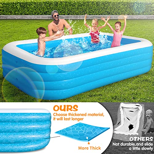 SOARRUCY Inflatable Pool-Swimming Pools for Kids & Adults, Above Ground Pool 120''x72''x26'' Oversized Thickened Family Blow Up Kiddie Pool, with Electric Air Pump Backyard, Garden