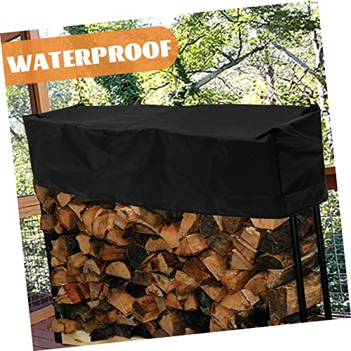 INOOMP Snow Protection Fire Covering Fireplace Holder Cloth Sun Oxford Pit Log Black for Rack Rain Furniture Cover Stand Garden Duty Hoop Firewood Rainproof Logs Heavy Storage Outdoor