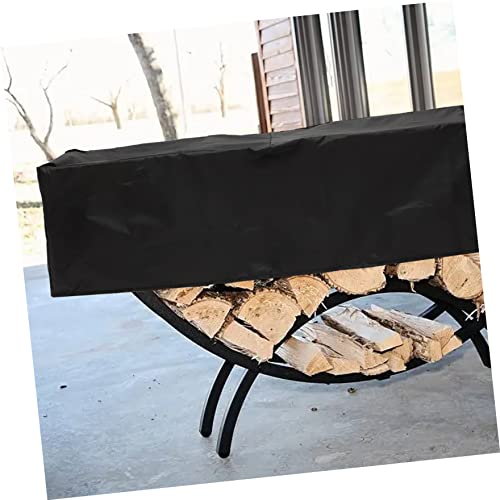 INOOMP Snow Protection Fire Covering Fireplace Holder Cloth Sun Oxford Pit Log Black for Rack Rain Furniture Cover Stand Garden Duty Hoop Firewood Rainproof Logs Heavy Storage Outdoor