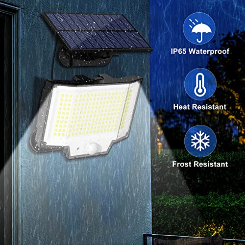 Solar Motion Lights Outdoor, [400 LED/2 Pack/3 Modes] Separate Panel Solar Powered Flood Security Lights with Remote, 16.4Ft Cable, IP65 Waterproof Wall Lights for Garden Garage Yard Backyard Patio