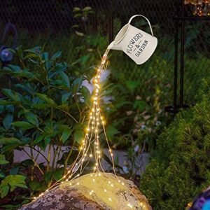 soltuus solar watering can with 6.6ft cascading lights, including metal watering can and 180 led solar powered lights, christmas gift for mom, decorative for outdoor garden patio