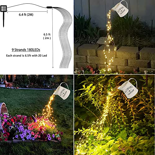 soltuus Solar Watering Can with 6.6ft Cascading Lights, Including Metal Watering Can and 180 LED Solar Powered Lights, Christmas Gift for Mom, Decorative for Outdoor Garden Patio