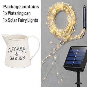 soltuus Solar Watering Can with 6.6ft Cascading Lights, Including Metal Watering Can and 180 LED Solar Powered Lights, Christmas Gift for Mom, Decorative for Outdoor Garden Patio