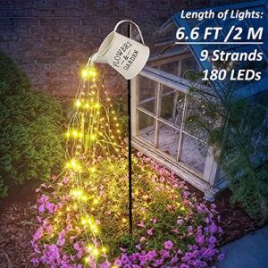 soltuus Solar Watering Can with 6.6ft Cascading Lights, Including Metal Watering Can and 180 LED Solar Powered Lights, Christmas Gift for Mom, Decorative for Outdoor Garden Patio