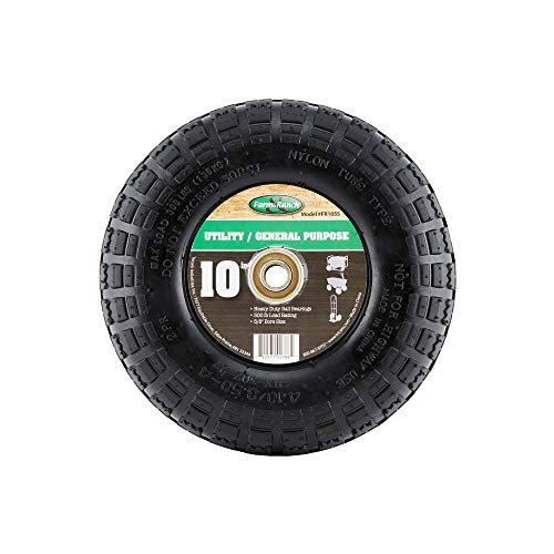 Tricam Farm and Ranch FR1055 10 Inch Replacement Pneumatic Turf Tire for Utility Garden Carts, Wheelbarrows, Dollys, and Wagon, Single Tire