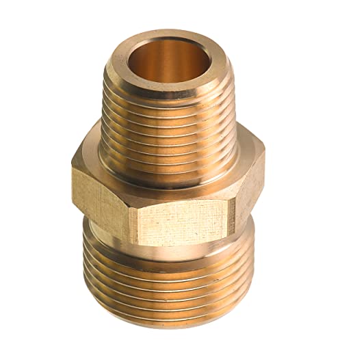 M MINGLE M22 Pressure Washer Fitting, 3/8 Inch NPT Male to M22 14mm Male adapter, 4500 PSI