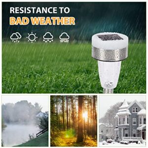 Slikeflot 16 Pack Solar Outdoor Lights, Dual Light Source LED Pathway Lights Solar Powered, Stainless Steel Waterproof Solar Garden Lights Decoration for Garden Patio and Walkway, Cool White