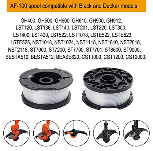 AF-100 String Trimmer Spool Replacement for Black and Decker AF-100 AF-100-3ZP AF-100-BKP 30ft 0.065" Trimmer Line Replacement Spool Compatible with GH600 GH610 GH900 Edger(16 Spools+3 Cap+3 Spring)