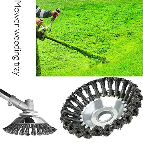 Steel Wire Weed Trimmer Head Grass Brush Cutter with Adapter Kit for String Trimmers Garden Brush Cutting Head Metal Joint Twist Knot Lawn Mower for String Trimmers, Rust Removal, Lawn Mower (6 inch)