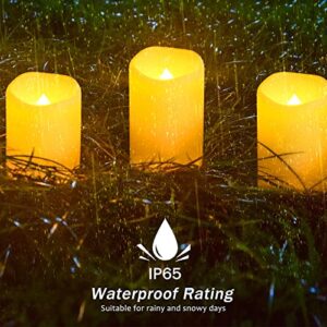 Solar flameless Candles Outdoor Waterproof,Dusk to Dawn Outdoor Lighting, Flickering fameless Reusable LED Light Candles for Lantern Garden Camping and Home Decor , 3D Wick (3"X6") Set of 2