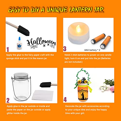 Halloween Crafts for Kids - Halloween Witches Decorations - DULLA DIY Halloween Fairy Lanterns, Garden Outdoor Decor Hanging Jar Night Light, Gifts for Girls Ages 8 9 10 11 12