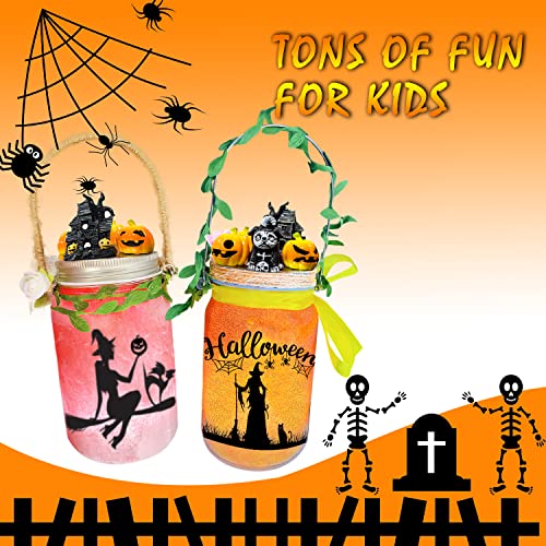 Halloween Crafts for Kids - Halloween Witches Decorations - DULLA DIY Halloween Fairy Lanterns, Garden Outdoor Decor Hanging Jar Night Light, Gifts for Girls Ages 8 9 10 11 12