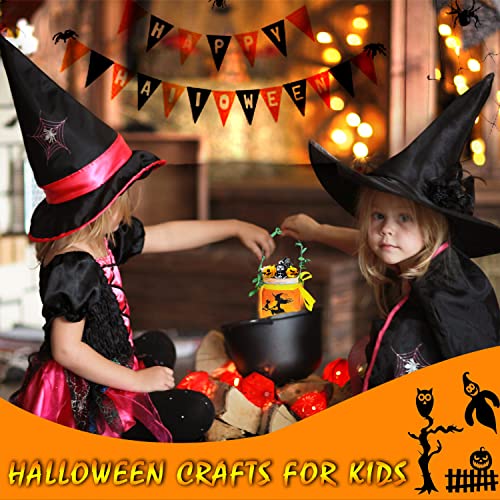 Halloween Crafts for Kids - Halloween Witches Decorations - DULLA DIY Halloween Fairy Lanterns, Garden Outdoor Decor Hanging Jar Night Light, Gifts for Girls Ages 8 9 10 11 12