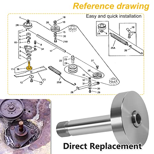 johntruck Deck Drive Spindle Shaft Fit for John Deere Lawn Mowers Garden Tractors F510 F525 SRX75 SRX95 STX30 STX38, Replace for AM39912, AM39916, AM33098, AM30301 & AM37999