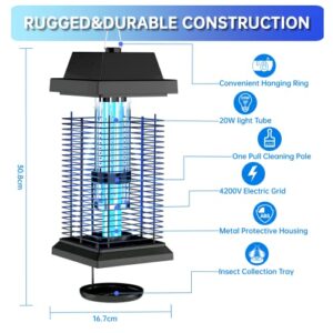 WVV Bug Zapper Outdoor,4000V Electric Mosquito Zapper Indoor, Mosquito Killer,20W Waterproof UV Light Insect Fly Trap for Home Backyard Garden