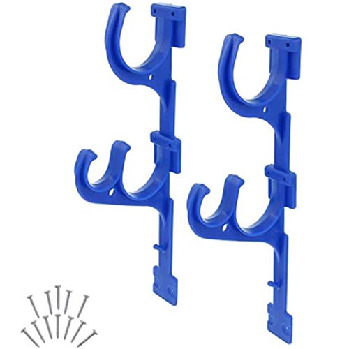 CYCTECH Pole Hangers,Plastic Holder Set,Swimming Pool Pole Hanger Pool Hanger Hook for Pool Telescoping Pole,Leaf Rakes,Net,Vacuum Hose,Brushe and Garden Tools (Blue)