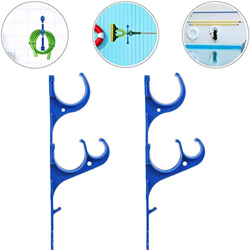 CYCTECH Pole Hangers,Plastic Holder Set,Swimming Pool Pole Hanger Pool Hanger Hook for Pool Telescoping Pole,Leaf Rakes,Net,Vacuum Hose,Brushe and Garden Tools (Blue)