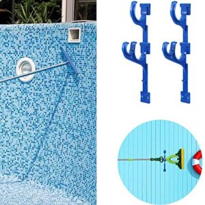 CYCTECH Pole Hangers,Plastic Holder Set,Swimming Pool Pole Hanger Pool Hanger Hook for Pool Telescoping Pole,Leaf Rakes,Net,Vacuum Hose,Brushe and Garden Tools (Blue)