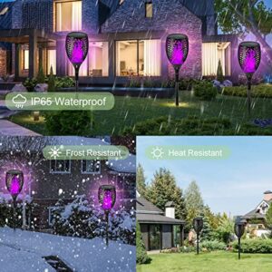 arzerlize Purple Solar Lights Outdoor, Larger Solar Torch Lights Outdoor, Ultra Bright Christmas Solar Torch Light with Flickering Flame Waterproof Auto On/Off Light for Garden Yard 4P