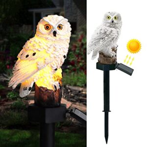 double 2 c solar garden light outdoor, owl solar garden stake light, waterproof warm white led light for garden, patio, yard, lawn, walkway decoration (owl)